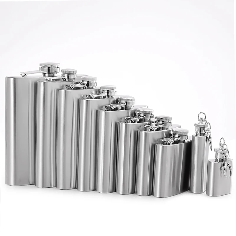 Wholesale 1oz-12oz 18oz  Multiple capacities portable outdoor travel mini wine bottle stainless steel Liquor hip flask