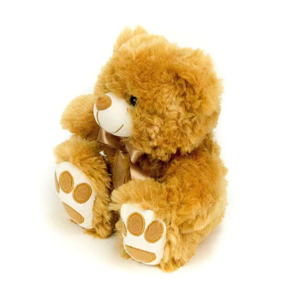 Sitting Teddy Bear With Embroidery Paw And Ribbon Super Soft Cuddle Stuffed Animal Plush Toy For Kids Gifts
