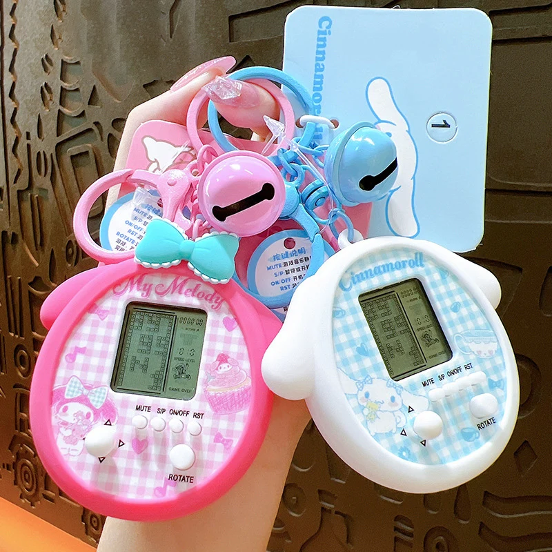 Official Cartoon Cute Melody Kuromi Pochacco Game Machine Keyrings Portable Keychains Car Key Schoolbag Pendant Promotion Gifts