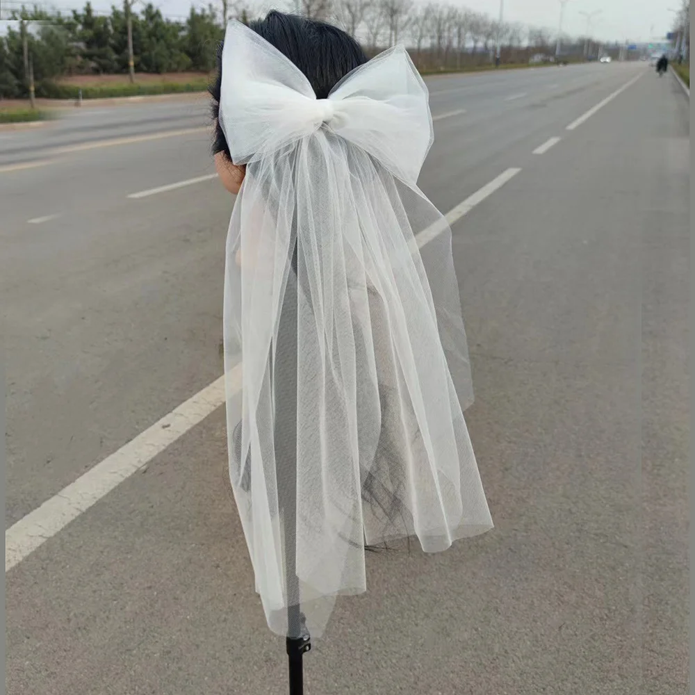 Wholesale Beautiful Veil Bow Women Hair Accessories Wedding Bridal Pearl Veil Bow
