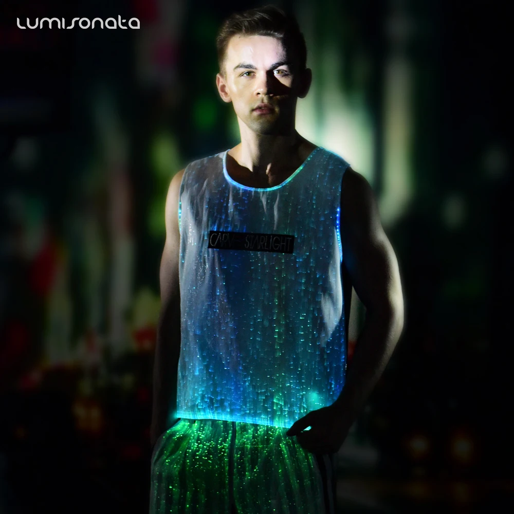 2019 New Wholesale Custom Flashing Luminous Sound Activated Glow in the Dark t Shirt China Led Christmas Light up T-shirt