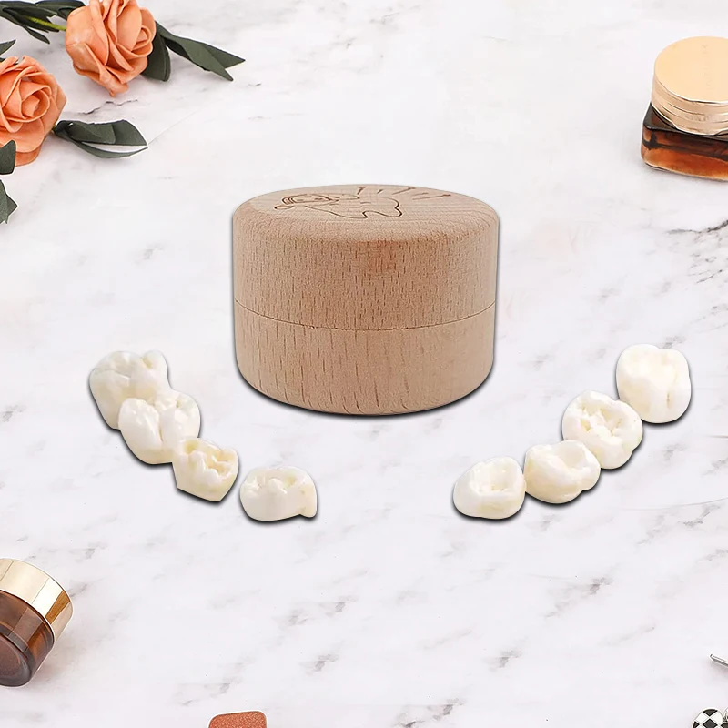 Wooden Baby Teeth Fairy Holder Tooth Storage and Saver Box for Kids Lost Teeth for Kids Keepsake Baby Shower Birthday Present