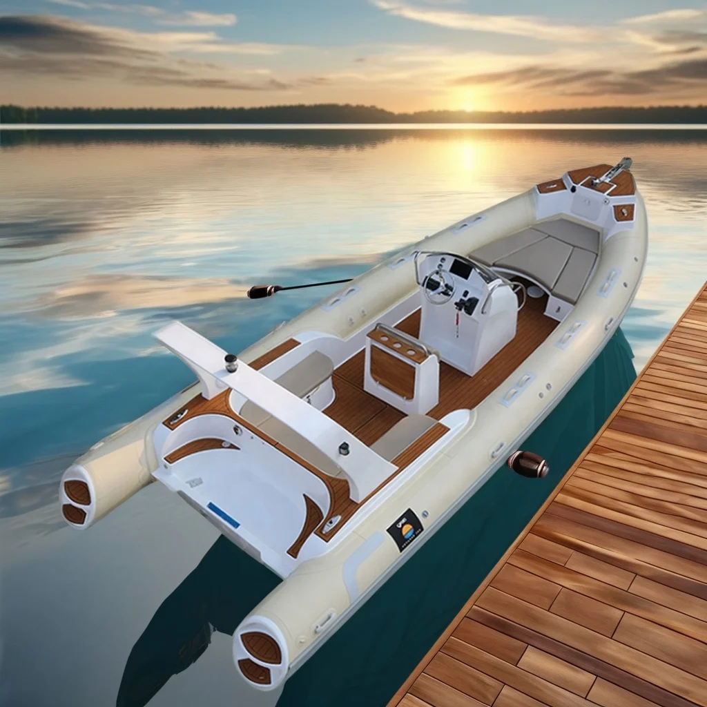 New 25ft Rib 760 Cuddy Cabin 1.2mm PVC & Fiberglass Offshore Fishing Boat for Drifting & Outboard Engine