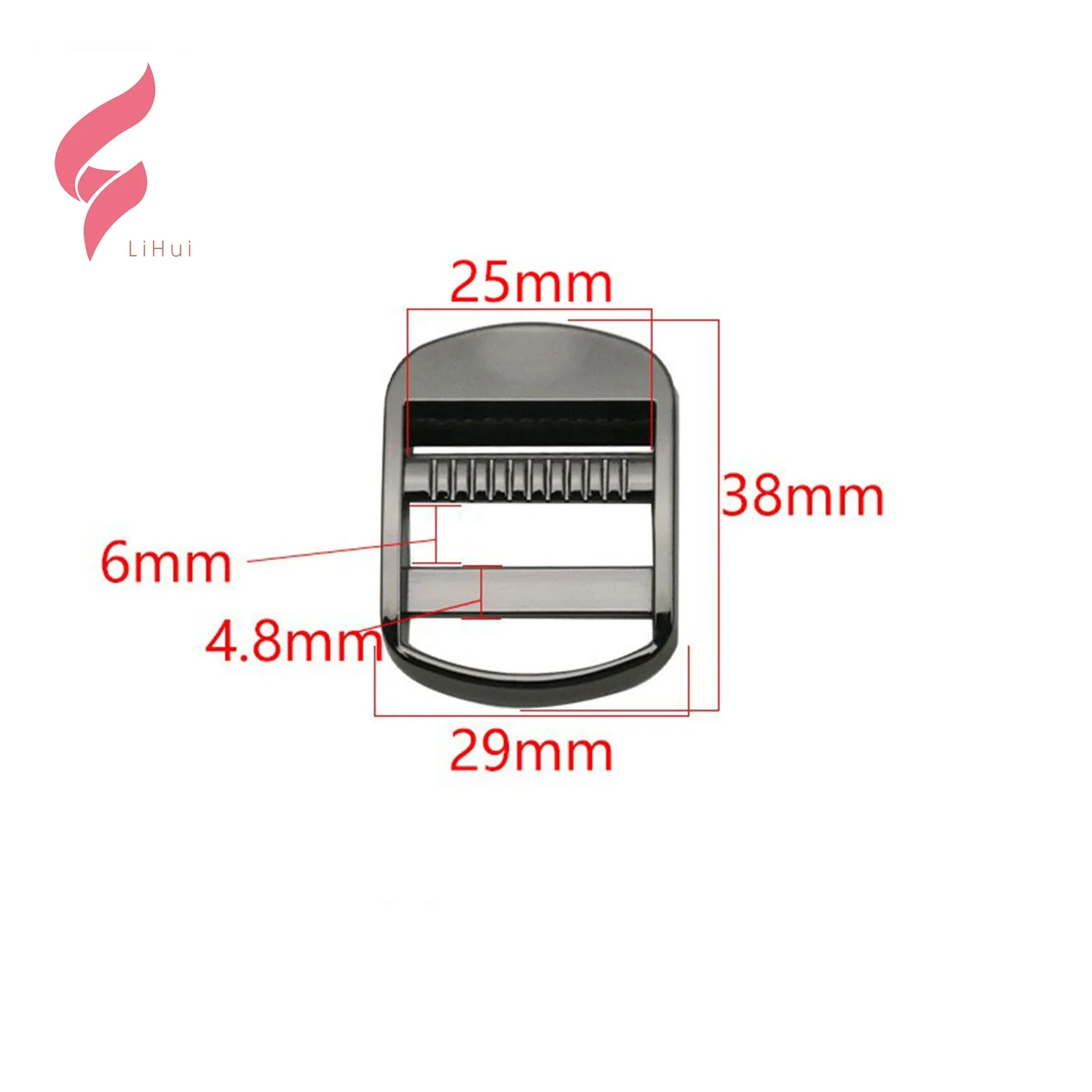 LiHui hardware buckle adjustable strong heavy shinning tri glide tension lock slide 38mm metal ladder lock for handbags