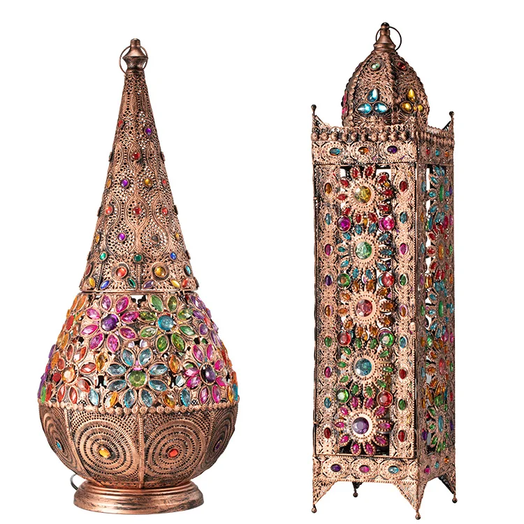 Home Decor Creative Corner Crystal Lamp Standing Floor Iron Wire Weave Flower Luxury Turkish Floor Lamp