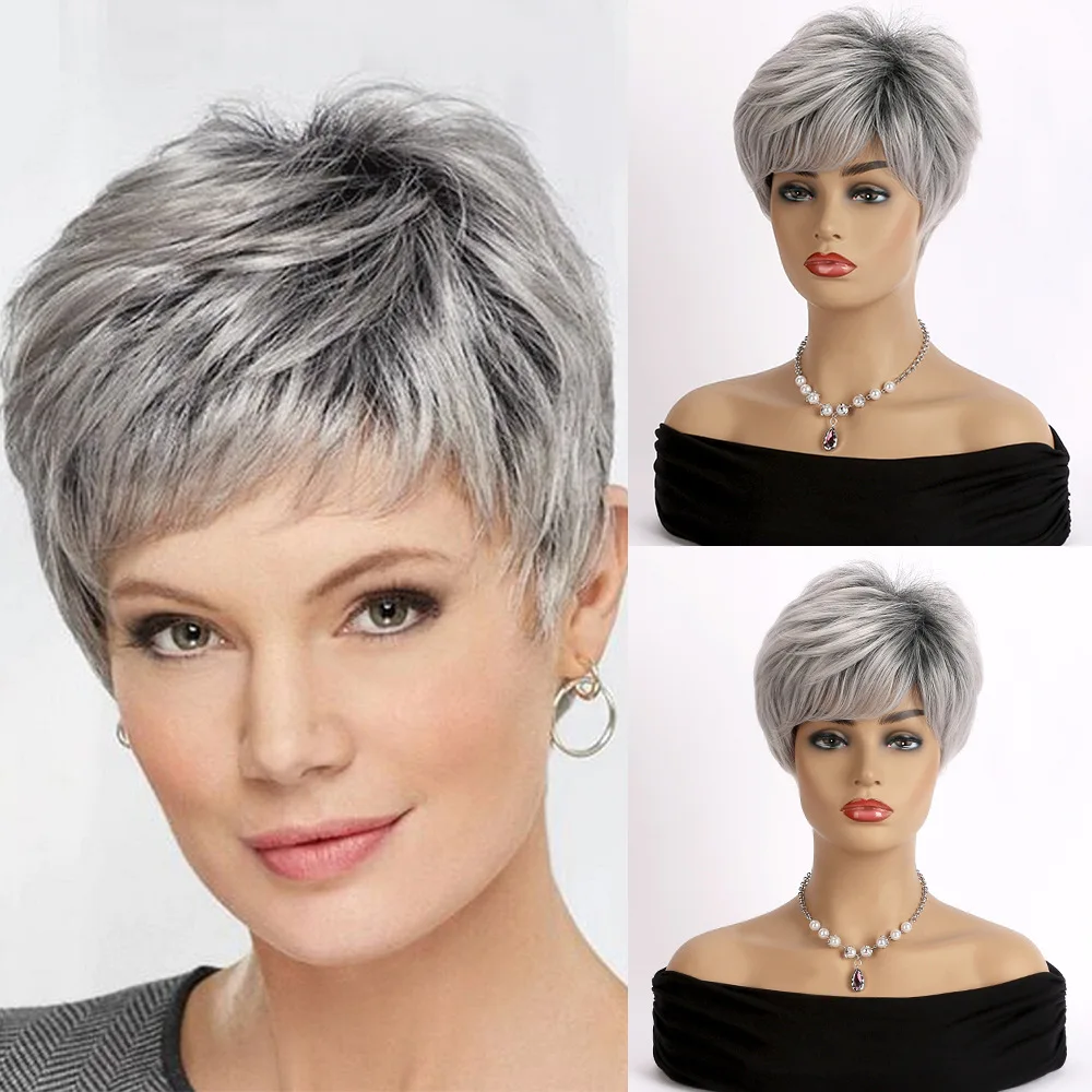 2024 Cheapest pixie cut synthetic wig heat resistant fiber synthetic wigs machine made wigs for women