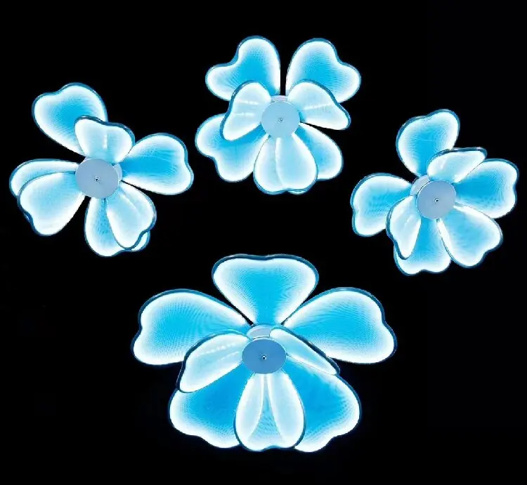 Hanging Blue Color Flower Lamp TOP Led Party Light for Wedding Sta Decoration Metal Decor