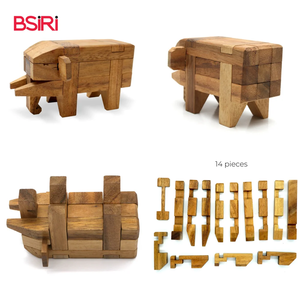 Elephant Puzzle Animal Puzzle 2023 Thailand Hot Wood Toys Crafts Game Classic Toys Best Seller Environment Product Puzzle