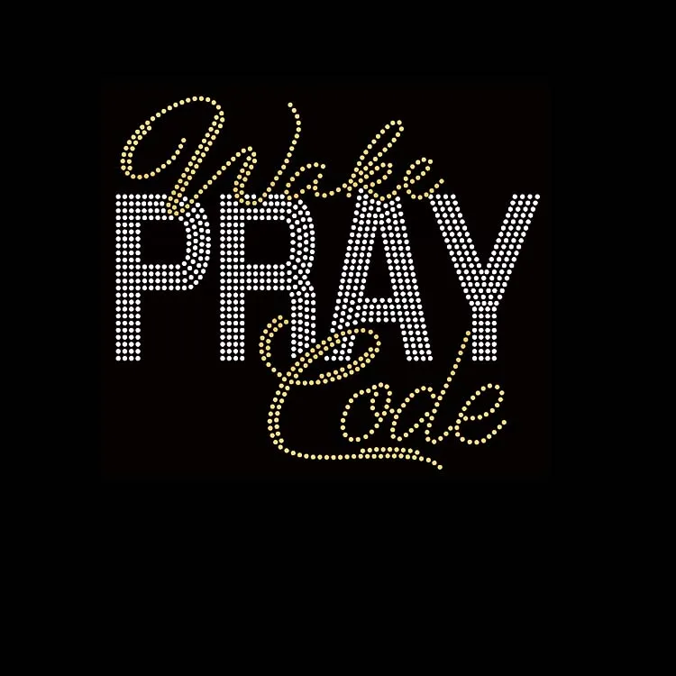 Pray Slay T shirt rhinestone iron on crystal transfer