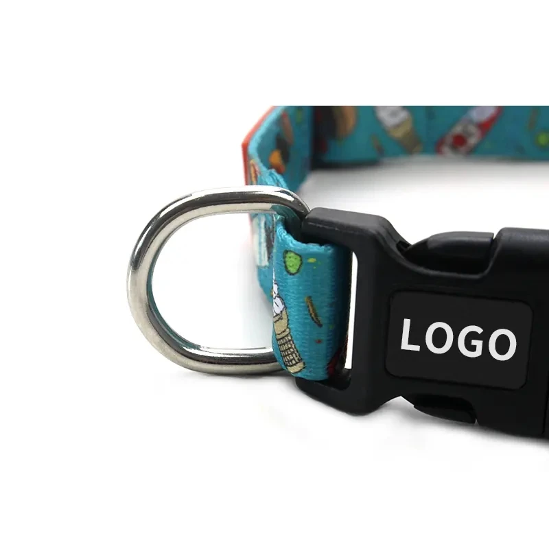 Personalized Sublimation Adjustable Pet Dog Cat Collars Durable Fashion Polyester  Dog Collars with Logo Custom
