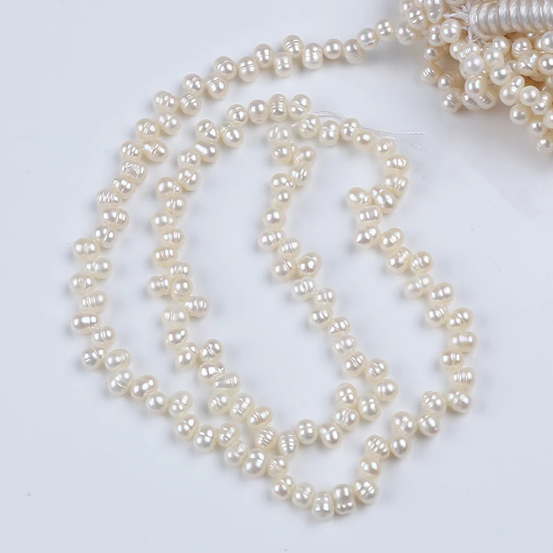 Top Drill Hole 3.5-4mm A AA AAA AAAA natural white loose beads real freshwater rice pearl strand for jewelry making