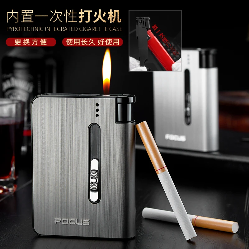 YH026A Metal Cigarette case With Detachable Disposable Lighter Replaceable