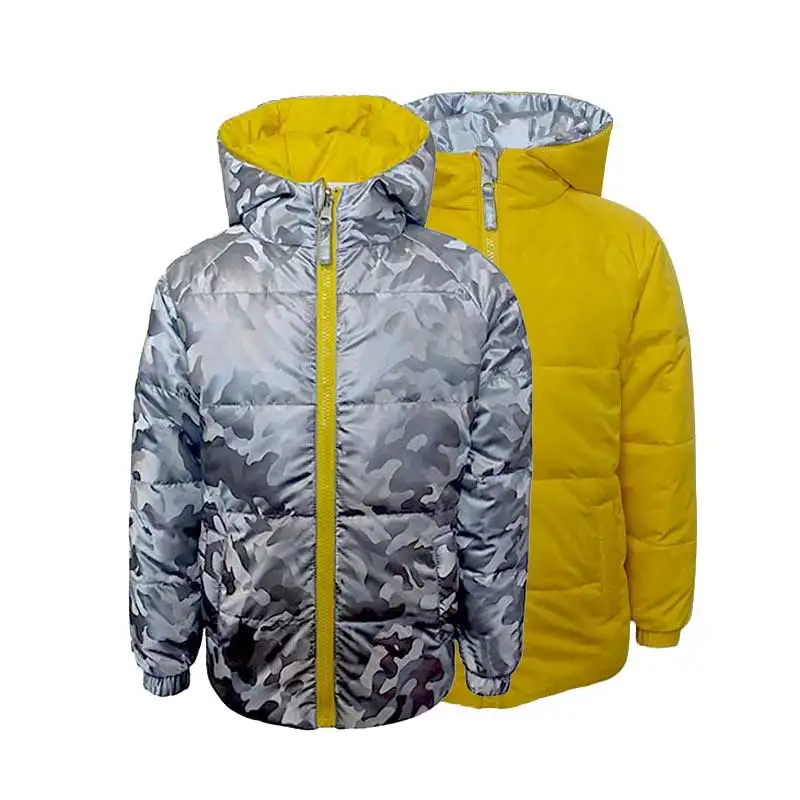 
OEM service winter new style camo printed leather jacket puffer kids jacket for children 