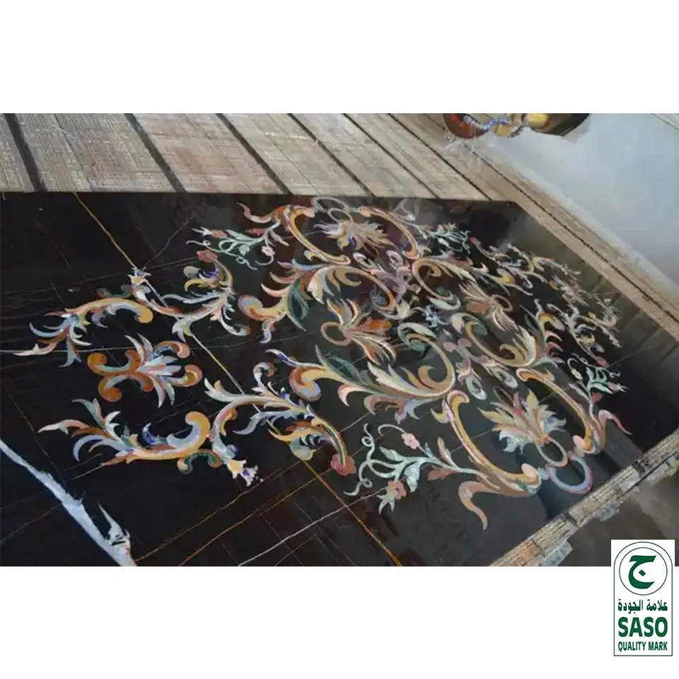 GUCI customize pattern waterjet marble medallion floor luxury elegant carpet plate idea