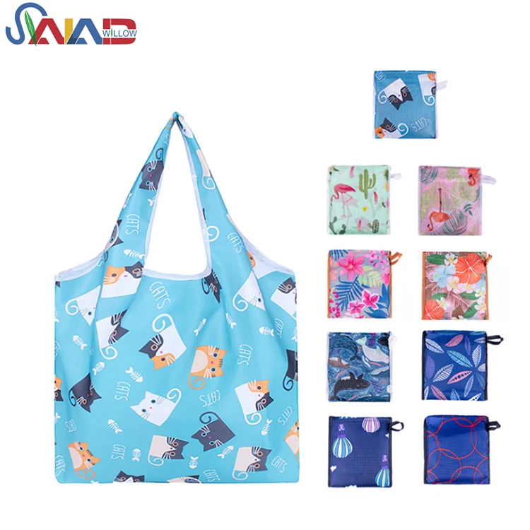 
Environmental protection waterproof travel folding shopping bag portable foldable polyester tote bag 