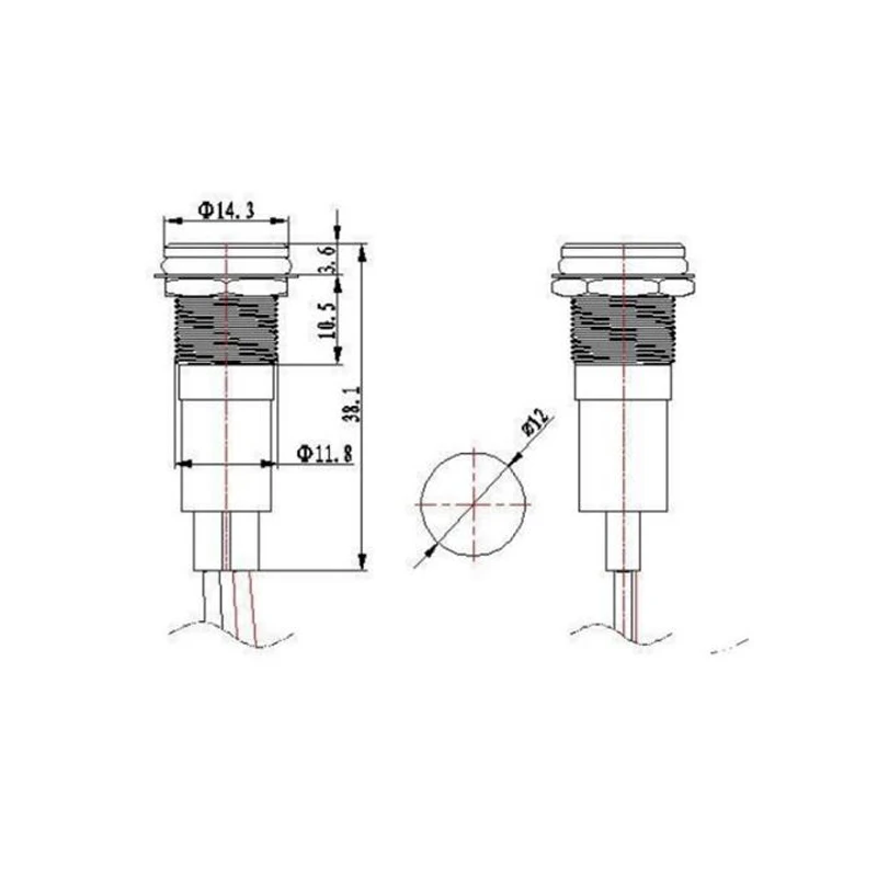 Professional metal Indicator Light For Oven Parts 12v 24v 220v red green yellow clear