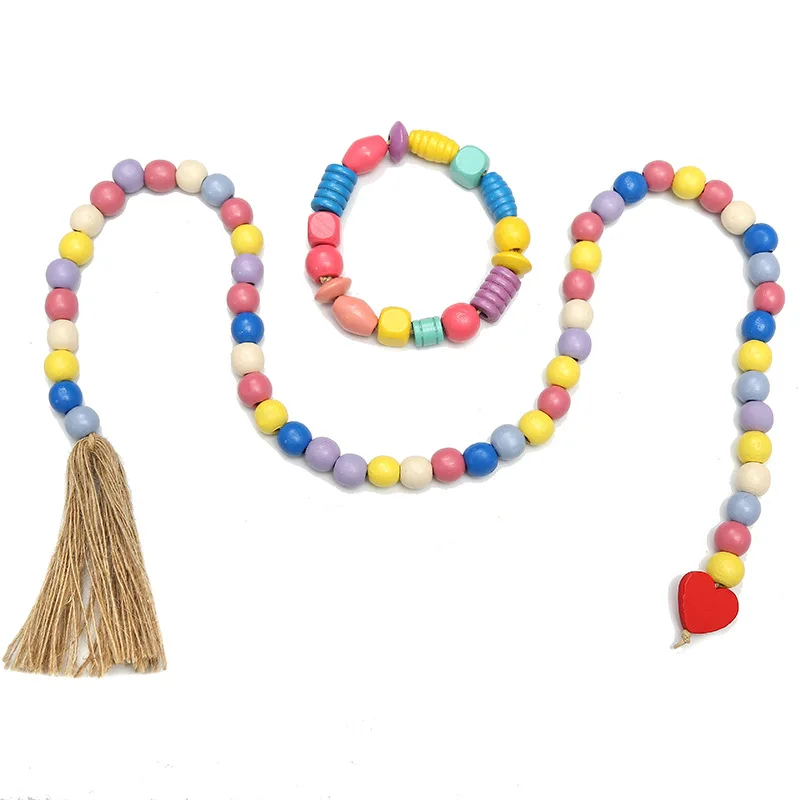 Factory Origin Tassels Wood Bead Garland Farmhouse Beads Rustic Nature Country Decor Prayer Boho Bead Decor