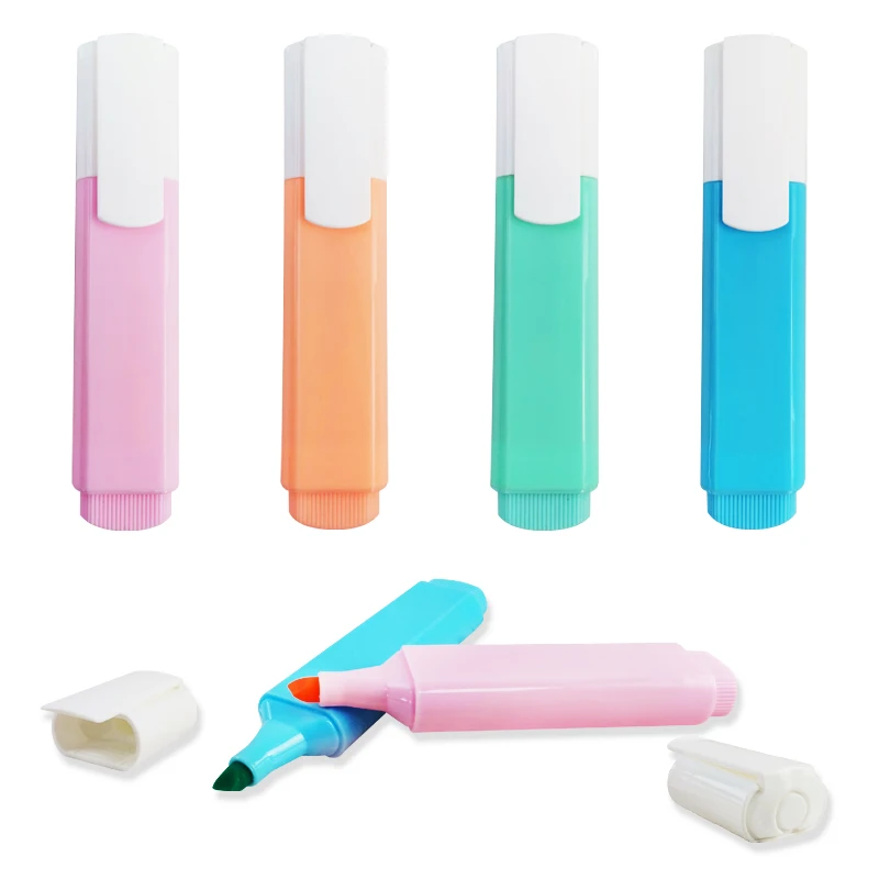 
Amazon Hot Sale Chisel Tip Bright 4 Colors Fluorescent Highlighter Pen Set for Adults & Kids 