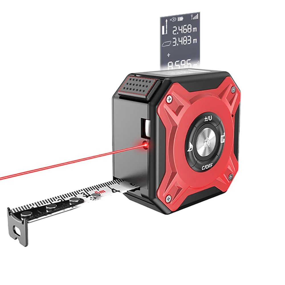 40/80M Laser Tape Measure Distance Meter Stainless Digital Retractable Roll Cord Rangefinder Woodworking Laser Measuring Tool