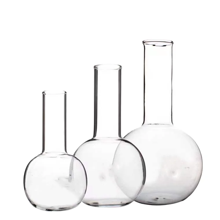 Изготовленная на заказ прозрачная лабораторная колба ручной работы с узким горлом и