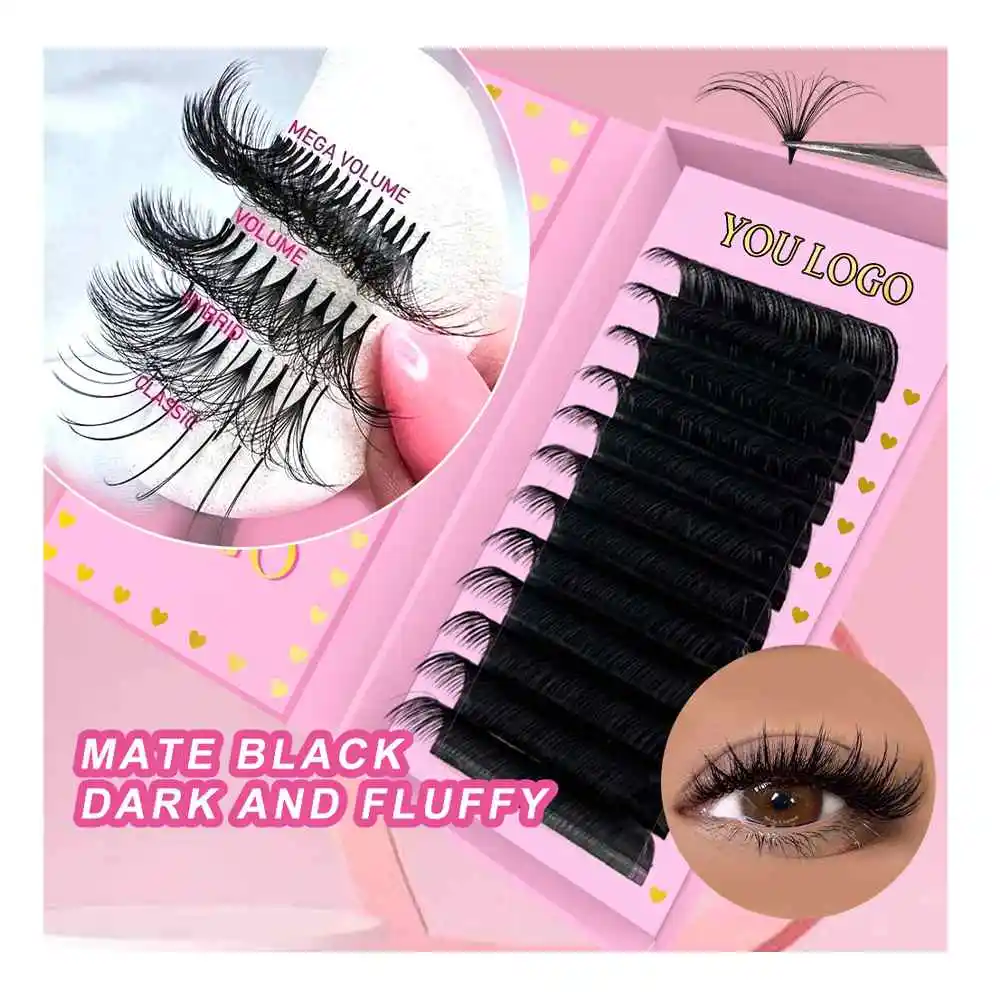 JoMay C D Curl eyelash extension trays custom logo silk eyelashes individual volume Russian eyelash extensions