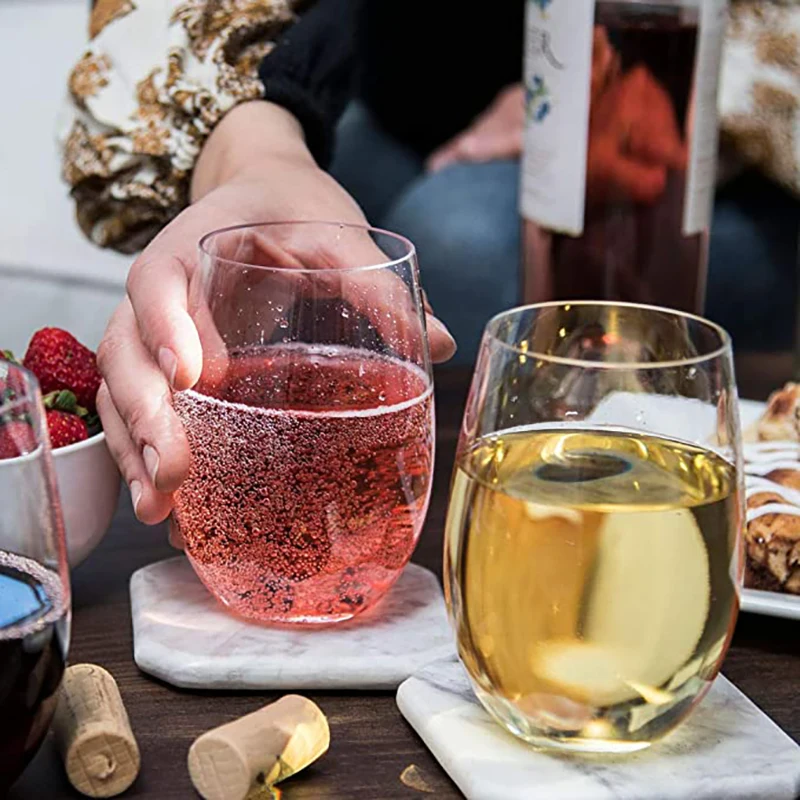 Dishwasher Safe 100% Tritan Drinking Glass Polycarbonate Wine Glass Plastic Stemless Red Wine Glasses