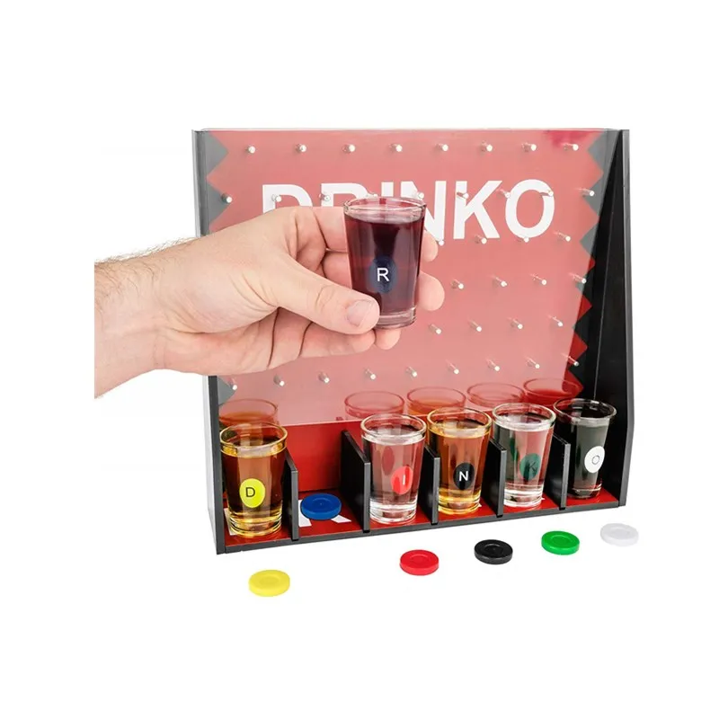 Drop It Gravity Game Party Drinking Game for Adults Only, 6 Shot Glasses with Matching Drop Disks and Peg Game Board, Fun Gift