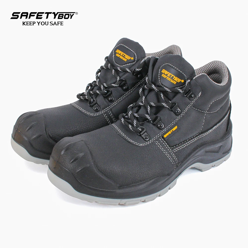Black Leather Welding Work Boots SAFETYBOY YL1943N Reflective Strip Bottes de sécurité Anti-slip Steel Sole Safety Shoes