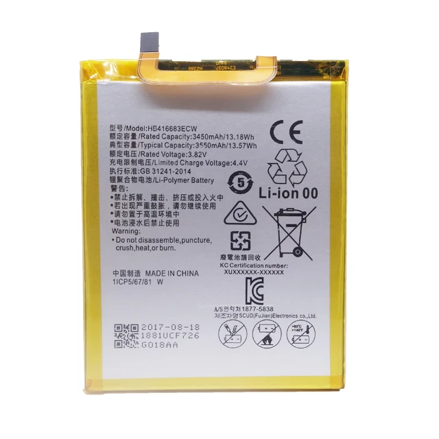 HB416683ECW перезаряжаемый литий-ионный аккумулятор для телефона Huawei Nexus 6P H1511 H1512 3450