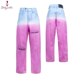 Stilnyashka Latest Spring Autumn Child Fuchsia Cotton Denim Trousers Girls Jeans Pants for Kids