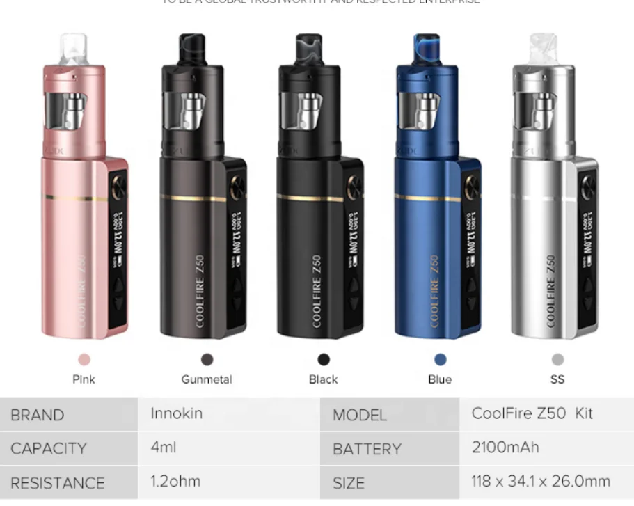  RTS New arrival OLED Screen Box Mod Kits Rechargeable Battery Vape Innokin Coolfire Z50 VW