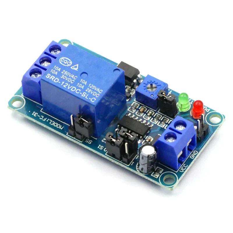 DC 12V Time Relay Module Normal Open Time Delay Relay Timing Timer Relay Control Switch Adjustable Potentiometer LED Indicator