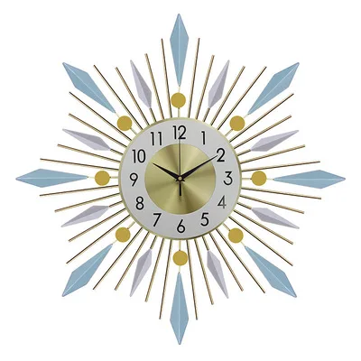 Gold Vogue Iron 3d Home Decoration Large Size Modern Sun Outburust Burst Wall Art Deco Metal Clock Wall For Home Decoration