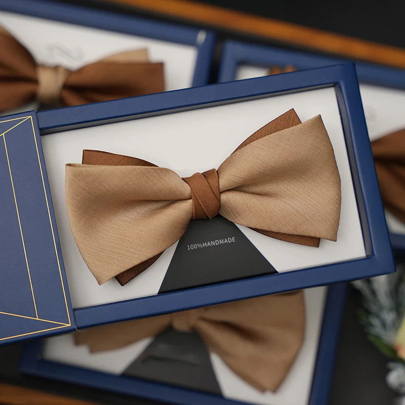 Adjustable Bowtie and Pocket Square Men Bowtie and Handkerchief Solid Color Double Fold Pre-Tied Bow Tie for Wedding Party