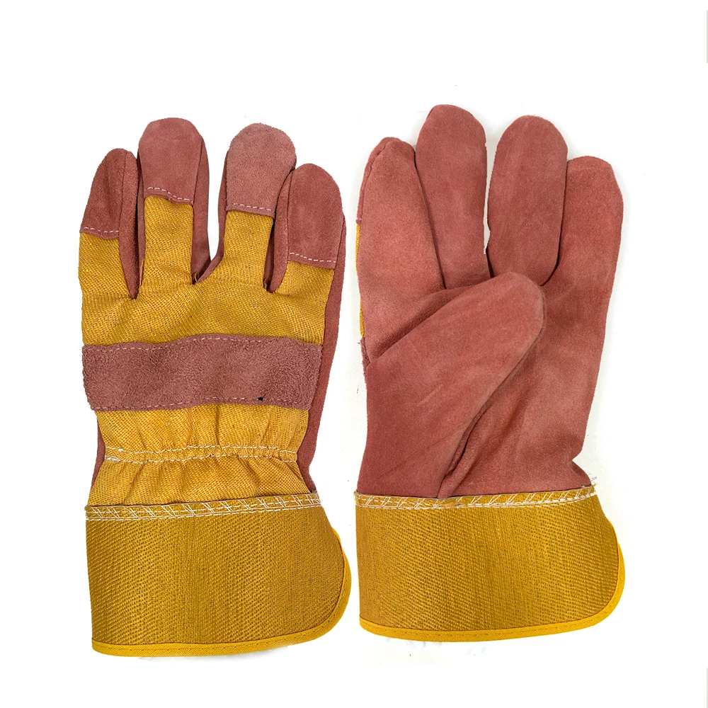 Cow split leather gloves with BOA Lining for working gloves warm lining