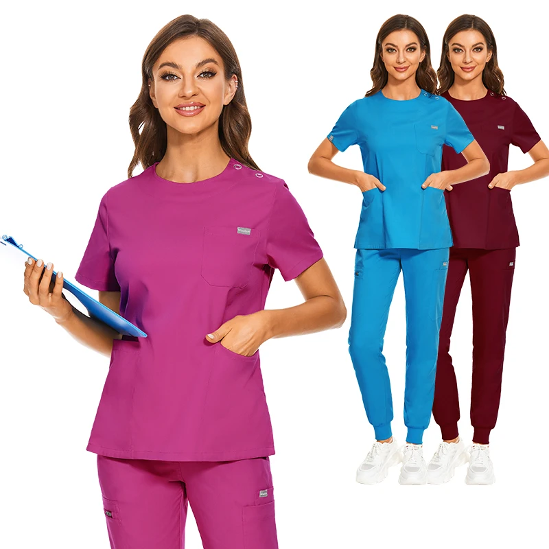 Factory Cheaper Stretchy Fabric Design Jogger Nursing Uniforms Medica Beauty Salon Wear Stretch Slim for Women Spa Uniform