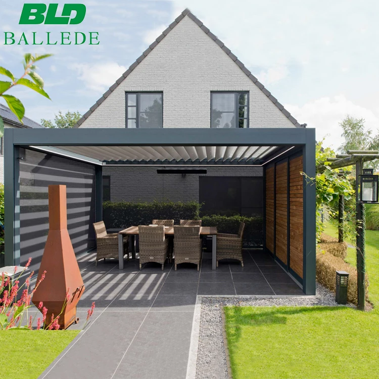 Best Sale Low cost Easily Assembled automatic waterproof Backyard Gazebo outdoor canopy garden Pergola louver pavilion