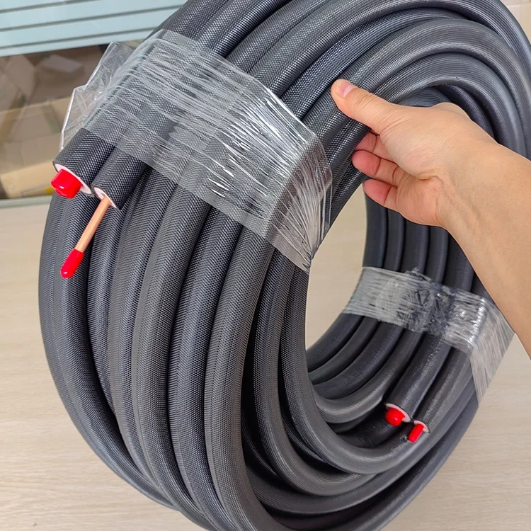 Manufactory Ac Copper Pipe Kits Pre-insulated Pipe Fire Retardant Ac Air Conditioning Insulated Coil Line Set