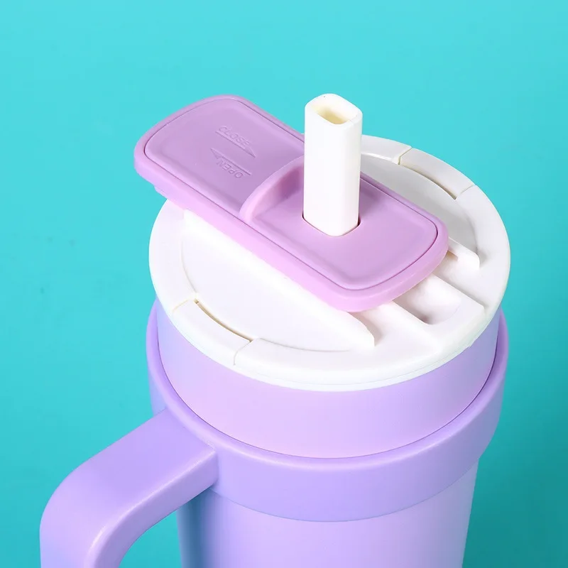 2024 new style 40oz large capacity rotary telescopic straw cup 304 stainless steel double wall insulated thermos tumbler