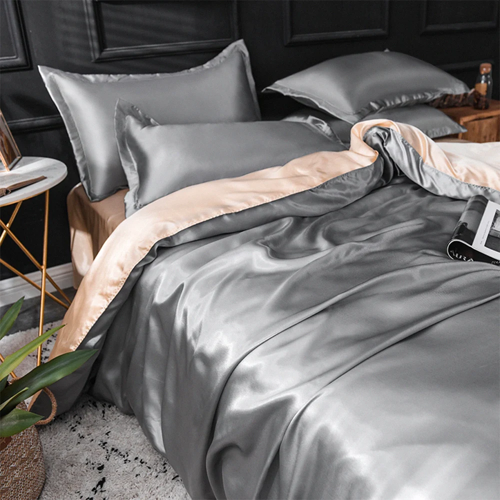 Роскошное Гипоаллергенное зимнее моющееся постельное белье king queen size индивидуальный атласный Шелковый пододеяльник для