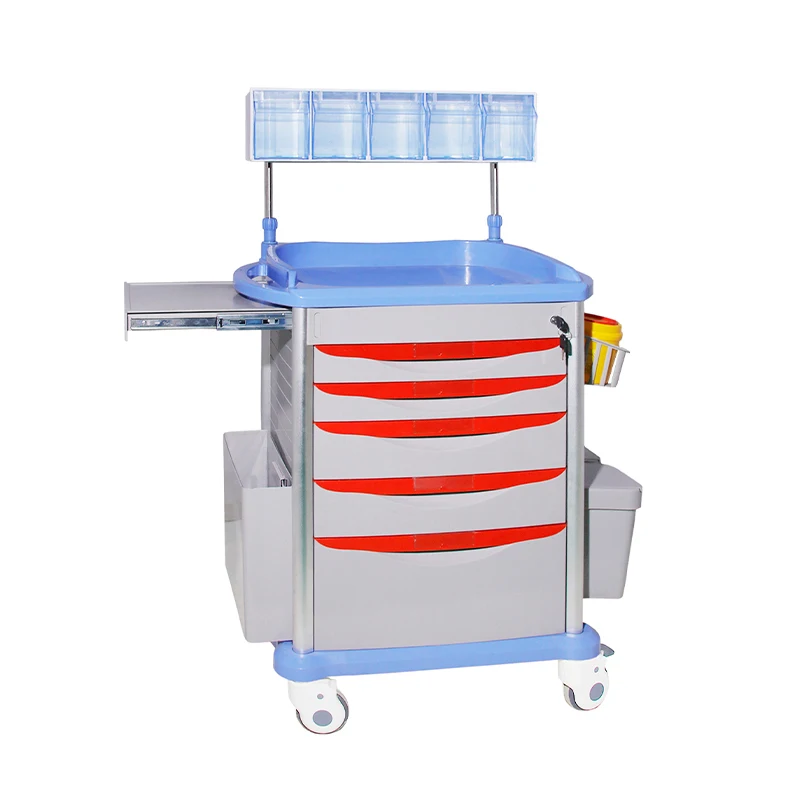 High Quality Medical hospital furniture abs emergency medical trolley for hospital usage medicine trolley cart