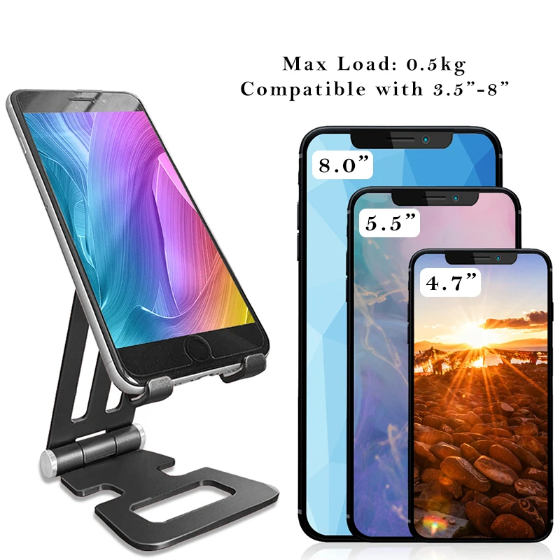 aluminum alloy foldable smart phone stand multi angle adjustable metal pc desktop bracket for all phones