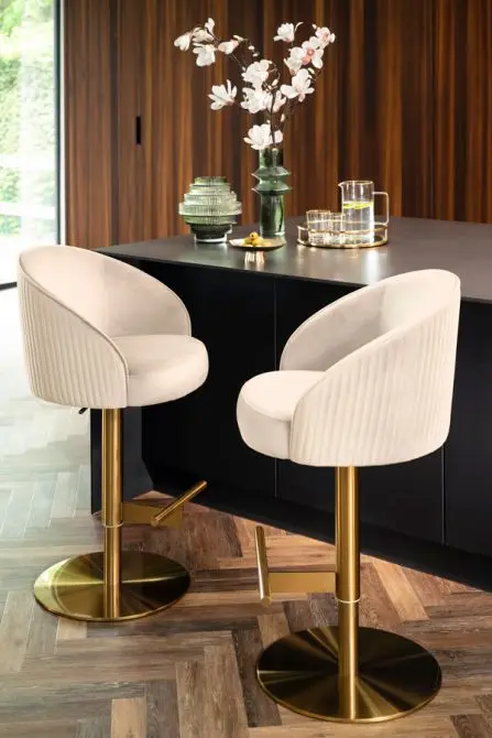 Modern Design Stainless Steel Stools Velvet Chairs Fabric Chair Backrest armrest Bar Stool Metal