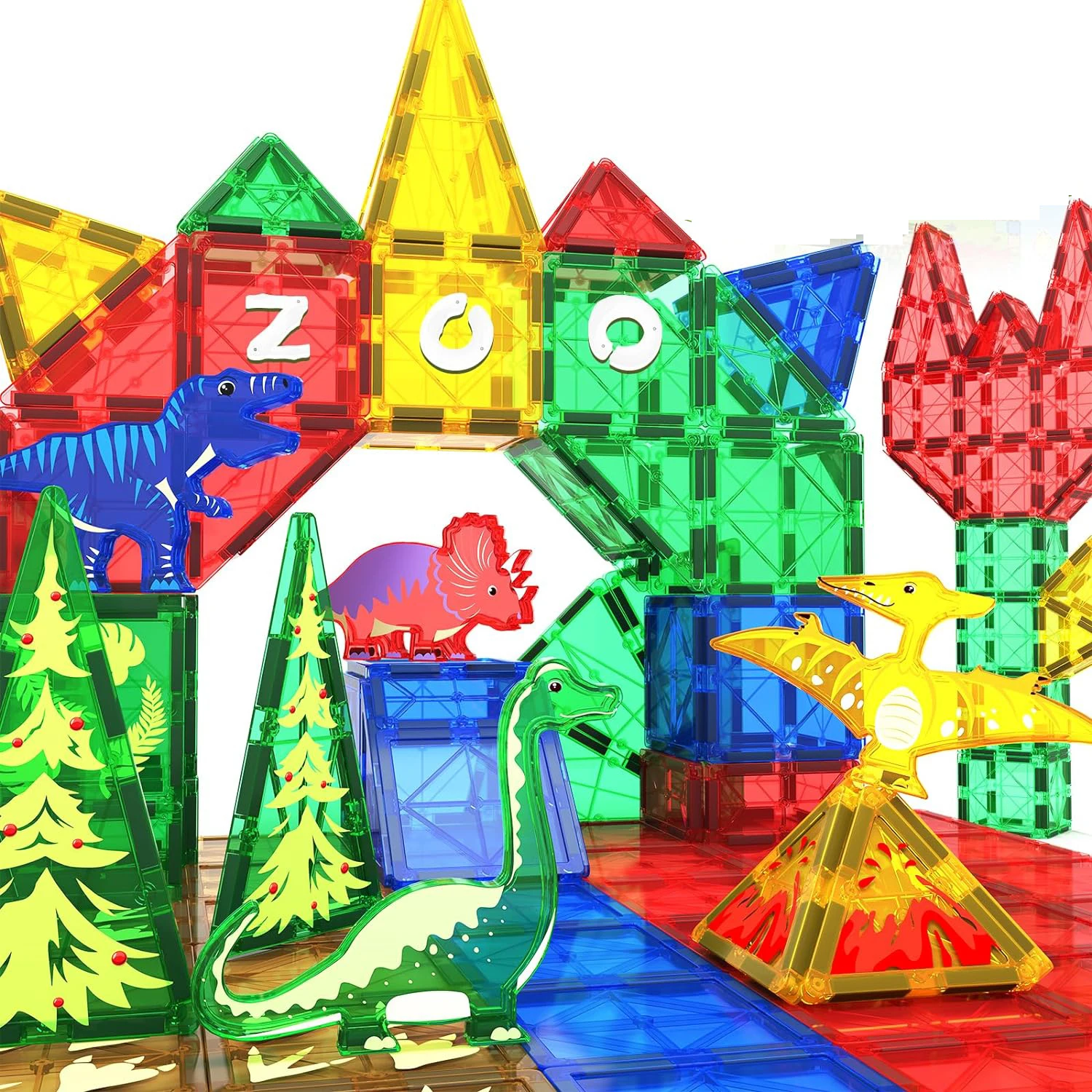 zoo dinosaur Animals Magnetic Building tiles educational colorful 3D magnet building colorful block bricks toy