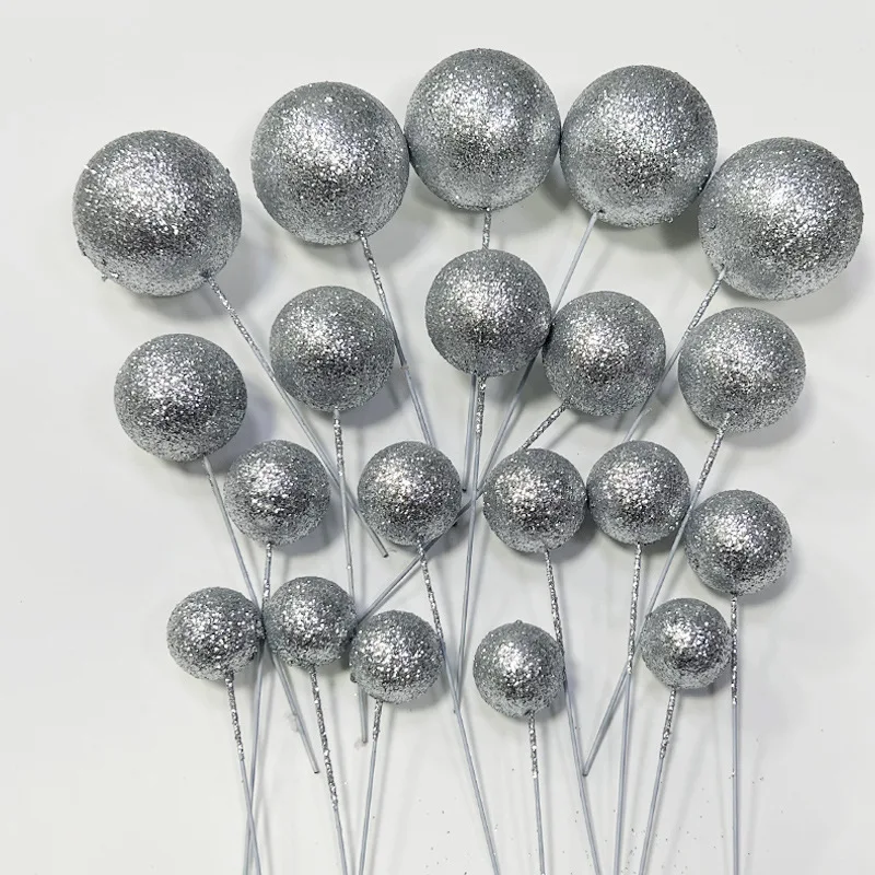 Glitter ball Baking Powder Ball Gold Silver Cake Decoration Toppers