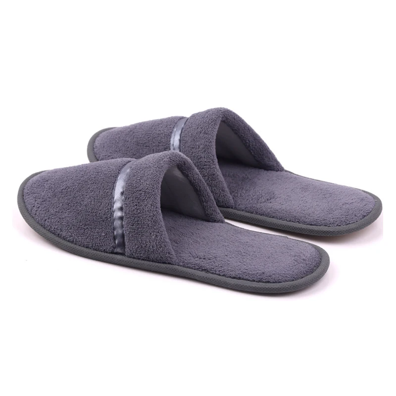 Wholesale Disposable Hotel Spa Slippers Guest Unisex Custom Logo Coral Fleece Slippers