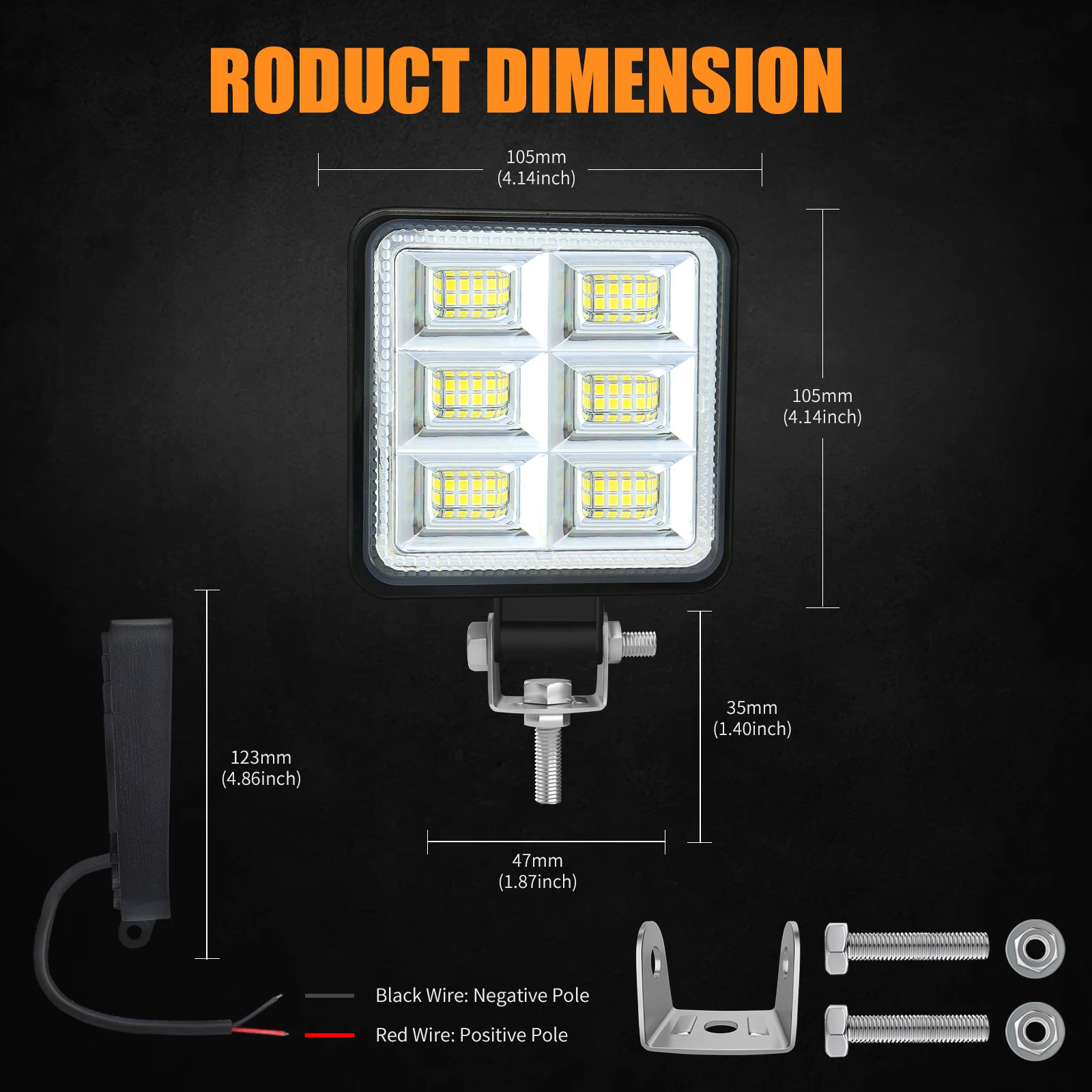 LED Working Light 144W 12V 24V Offroad Truck Driving Flood Light Bar SUV 4WD Boat Trailer ATV Tractor Excavator Car Accessories