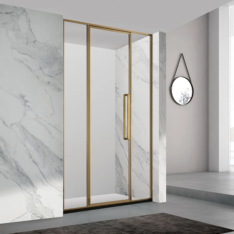 Современная Роскошная золотая душевая дверь для ванной комнаты под заказ