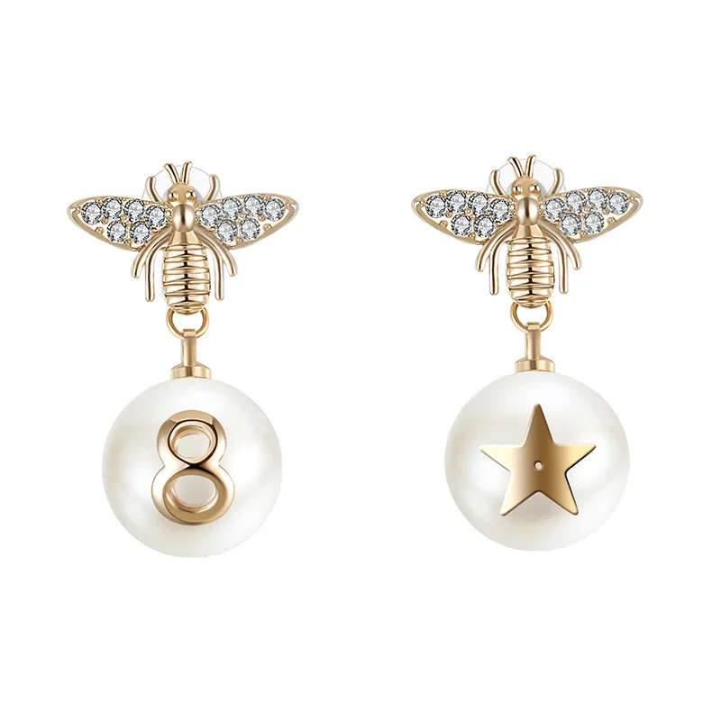 Wholesale Feminine Temperament Aesthetic Bee Shape Stud Earrings Korean Pearl Earring
