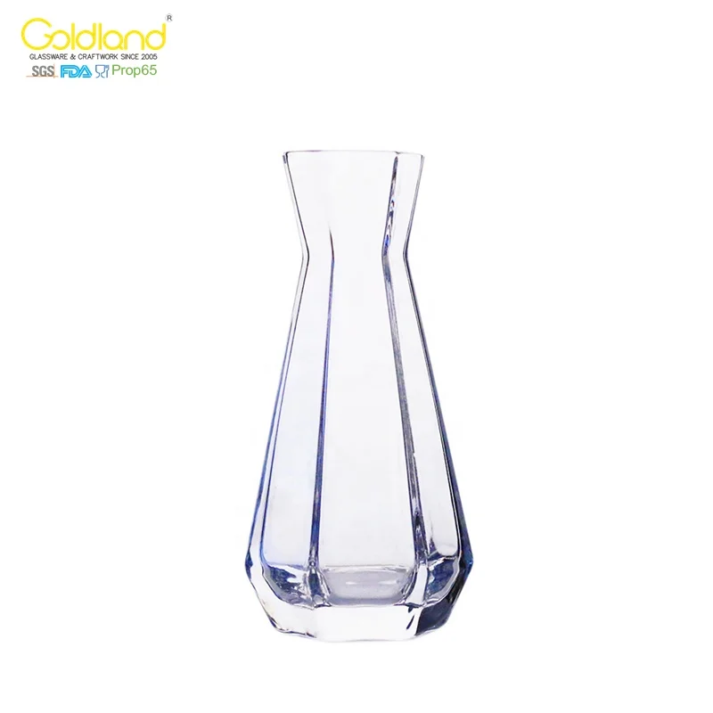 Hexagon small water carafe crystal heavy base glass carafe decanter 120ml